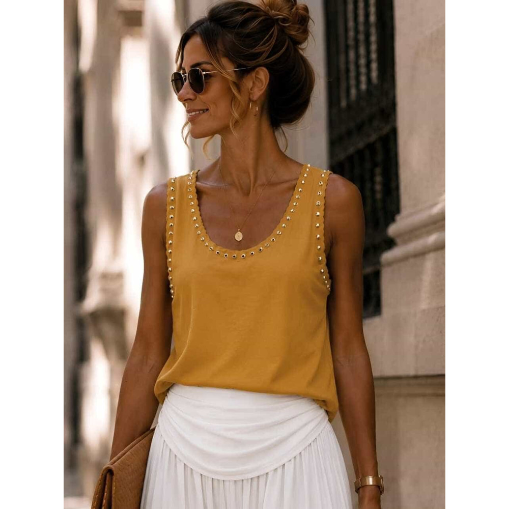 Camiseta Tachas DAGHERA Mostaza HEVE