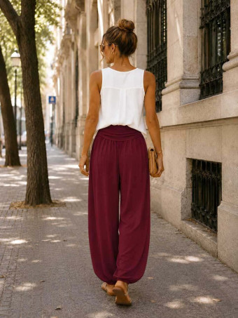 Pantalón Harem ALADDÍN Burdeos HEVE
