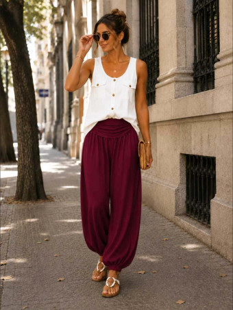 Pantalón Harem ALADDÍN Burdeos HEVE