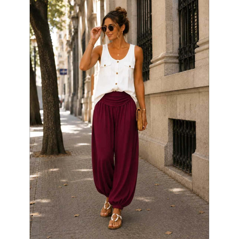Pantalón Harem ALADDÍN Burdeos HEVE