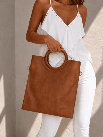 Bolso Shopper Efecto Piel BRENNER Marrón HEVE