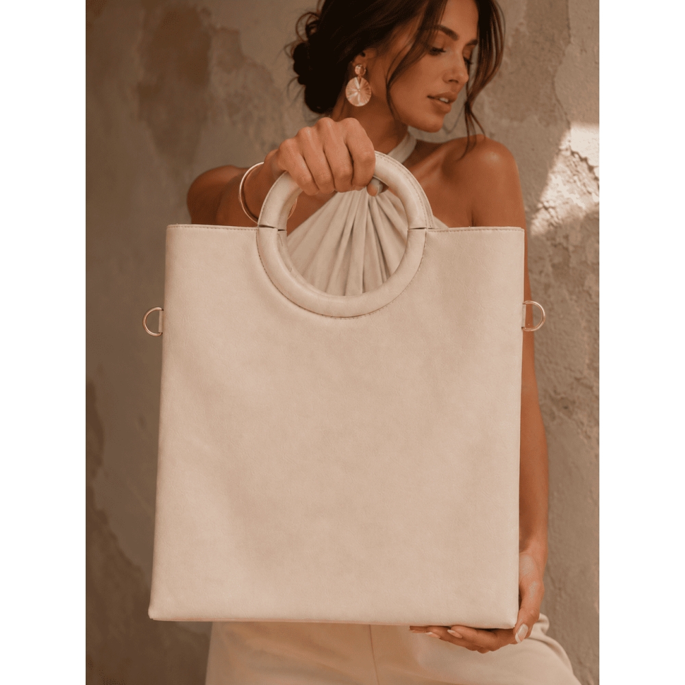 Bolso Shopper Efecto Piel BRENNER Beige HEVE