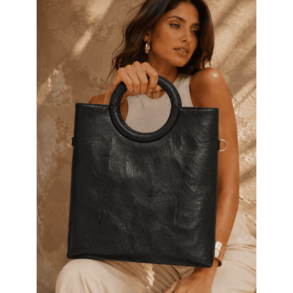 Bolso Shopper Efecto Piel BRENNER Negro HEVE