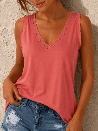 Camiseta Tachas Estrella NIKARA Coral HEVE