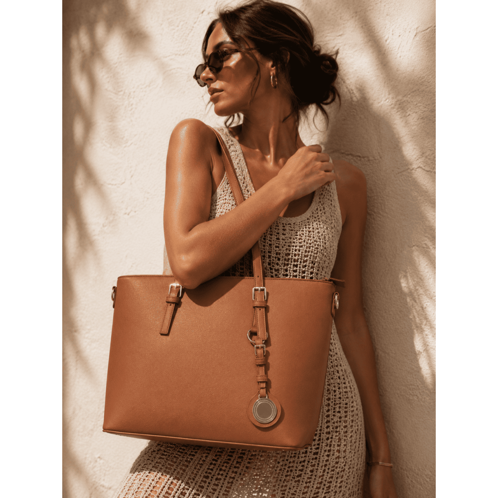 Bolso Shopper Saffiano HARPER Camel HEVE