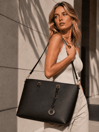 Bolso Shopper Saffiano HARPER Negro