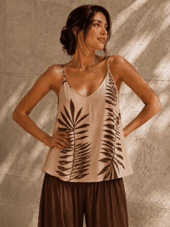 Cuerpo Evasé Hojas ALASSIA Beige HEVE
