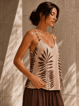 Cuerpo Evasé Hojas ALASSIA Beige HEVE