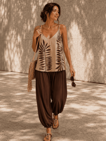 Cuerpo Evasé Hojas ALASSIA Beige HEVE