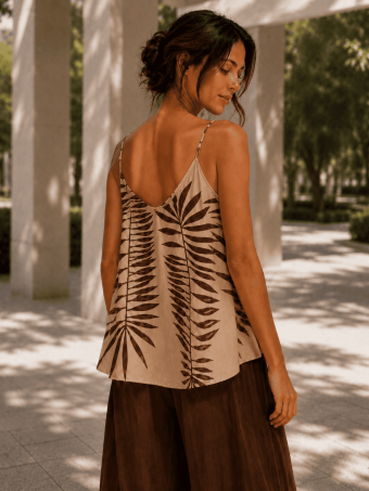 Cuerpo Evasé Hojas ALASSIA Beige HEVE