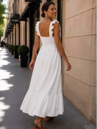 Vestido Largo Volantes VIANORA Blanco HEVE