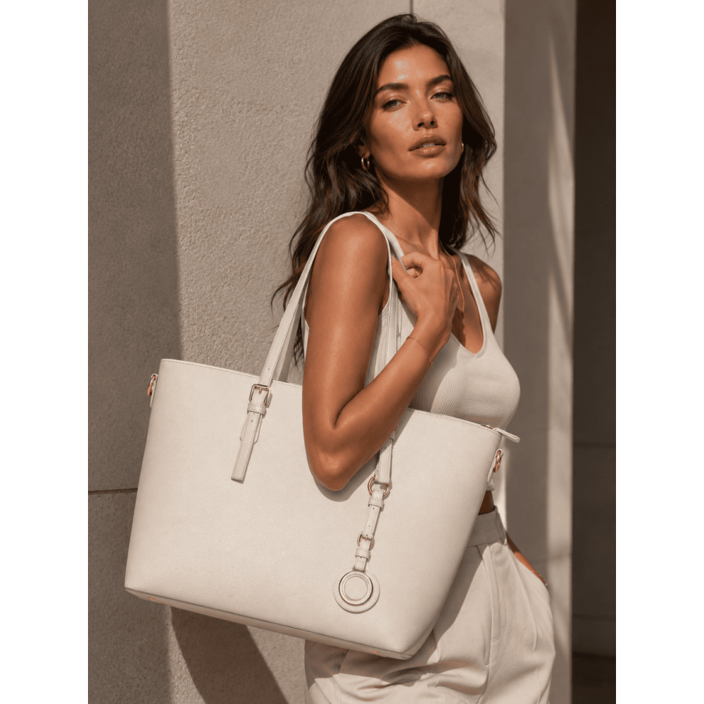 Bolso Shopper Saffiano HARPER Blanco HEVE