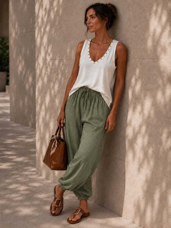 Pantalón Bombacho ZAYIRA Khaki HEVE