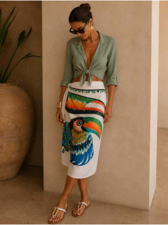 Falda Pareo Midi Estampado Tucán HEVE