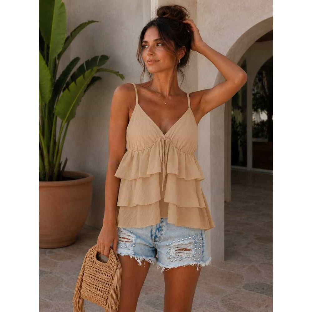 Top Evasé Volantes VAYENNE Camel HEVE