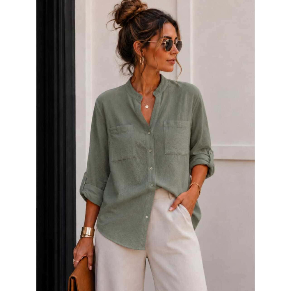 Camisa Fluida FLOSSIE Verde Militar HEVE