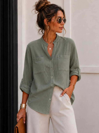 Camisa Fluida FLOSSIE Verde Militar HEVE