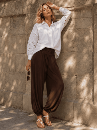 Camisa Mangas Bordado-Perforadas TARSKYE Blanco HEVE