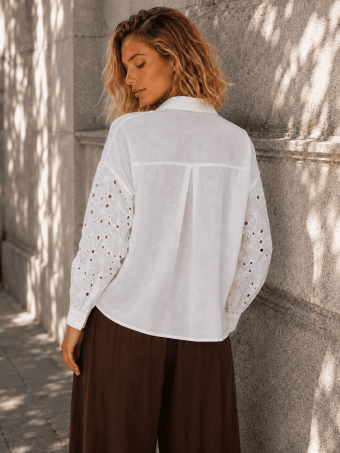 Camisa Mangas Bordado-Perforadas TARSKYE Blanco HEVE