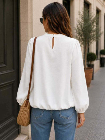 Blusa Fluida Abullonada VOLIANNE Blanco HEVE