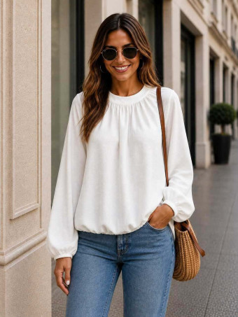 Blusa Fluida Abullonada VOLIANNE Blanco HEVE