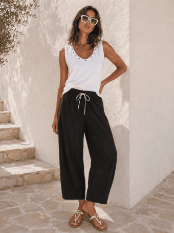 Pantalón Barrel Cintura Elástica NORVYN Negro