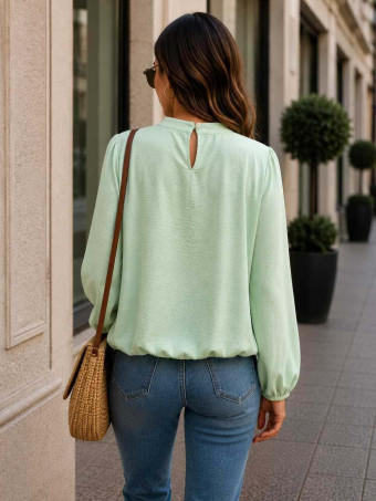 Blusa Fluida Abullonada VOLIANNE Aguamarina HEVE