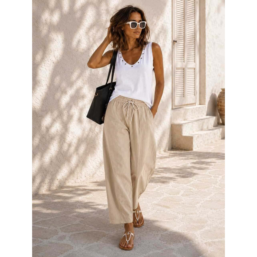 Pantalón Barrel Cintura Elástica NORVYN Taupe HEVE
