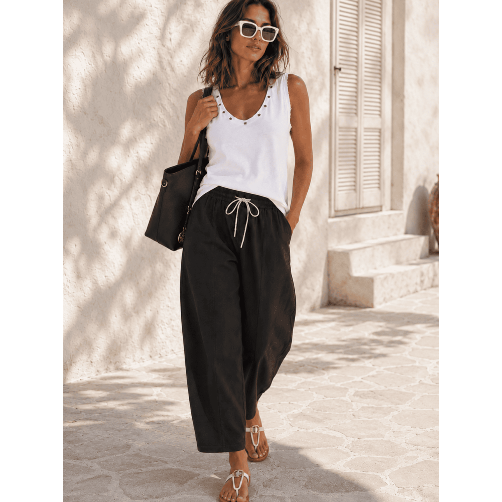 Pantalón Barrel Cintura Elástica NORVYN Negro HEVE