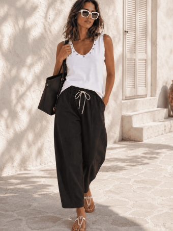 Pantalón Barrel Cintura Elástica NORVYN Negro HEVE