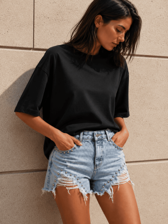 Camiseta Algodón Oversize TORWYN Negro HEVE