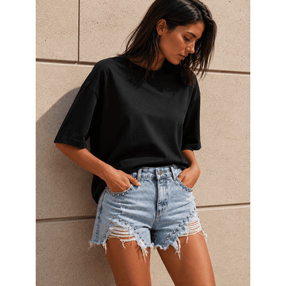 Camiseta Algodón Oversize TORWYN Negro HEVE