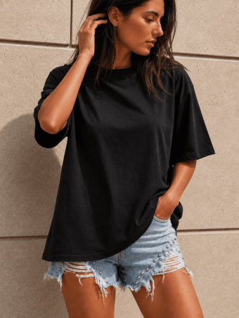 Camiseta Algodón Oversize TORWYN Negro HEVE