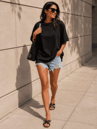 Camiseta Algodón Oversize TORWYN Negro HEVE