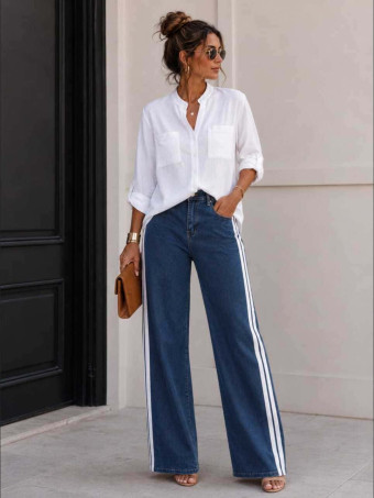 Jeans Wide Leg Franja Lateral MADDEN HEVE