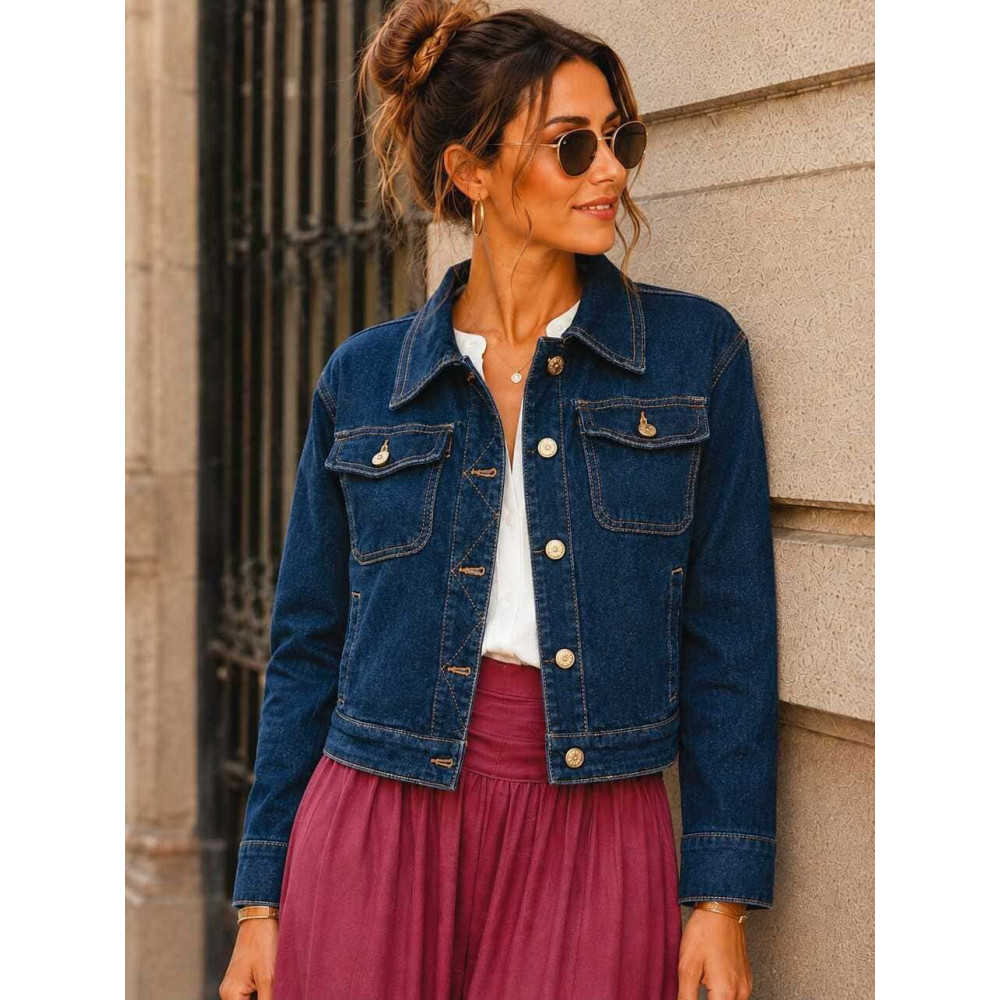 Cazadora Vaquera Cropped KYRANA Azul Índigo