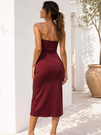 Vestido Cut Out Drapeado ASTERLY Burdeos HEVE