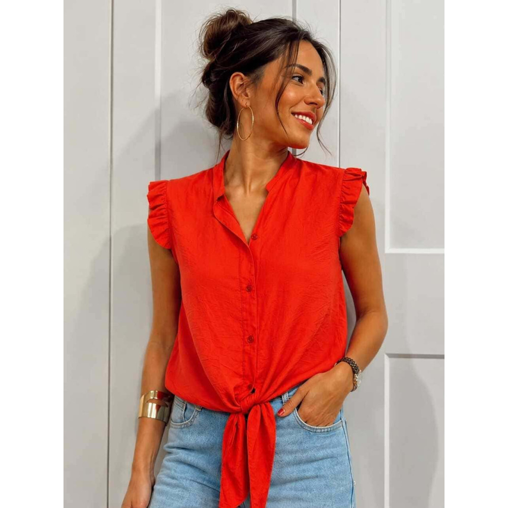 Blusa Nudo Volantes GENDIVA Rojo HEVE