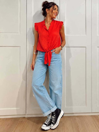 Blusa Nudo Volantes GENDIVA Rojo HEVE