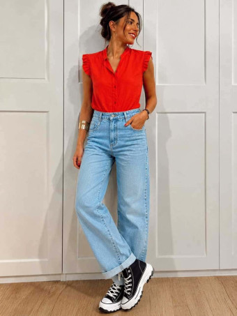 Blusa Nudo Volantes GENDIVA Rojo HEVE