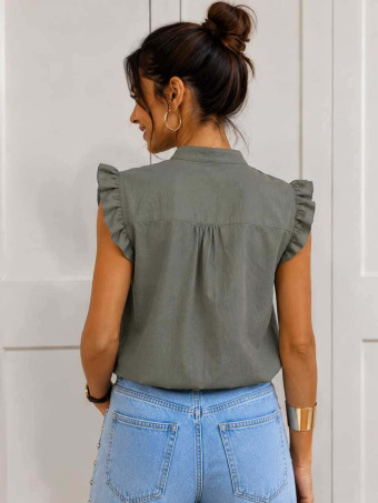 Blusa Nudo Volantes GENDIVA Verde Militar HEVE