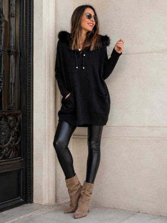 Punto Oversize con Capucha LANSMERE Negro HEVE