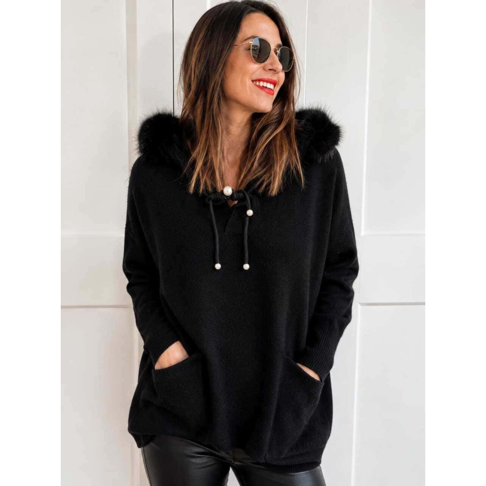 Punto Oversize con Capucha LANSMERE Negro HEVE