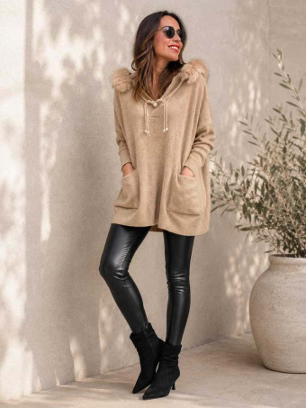 Punto Oversize con Capucha LANSMERE Camel HEVE