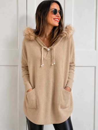 Punto Oversize con Capucha LANSMERE Camel HEVE