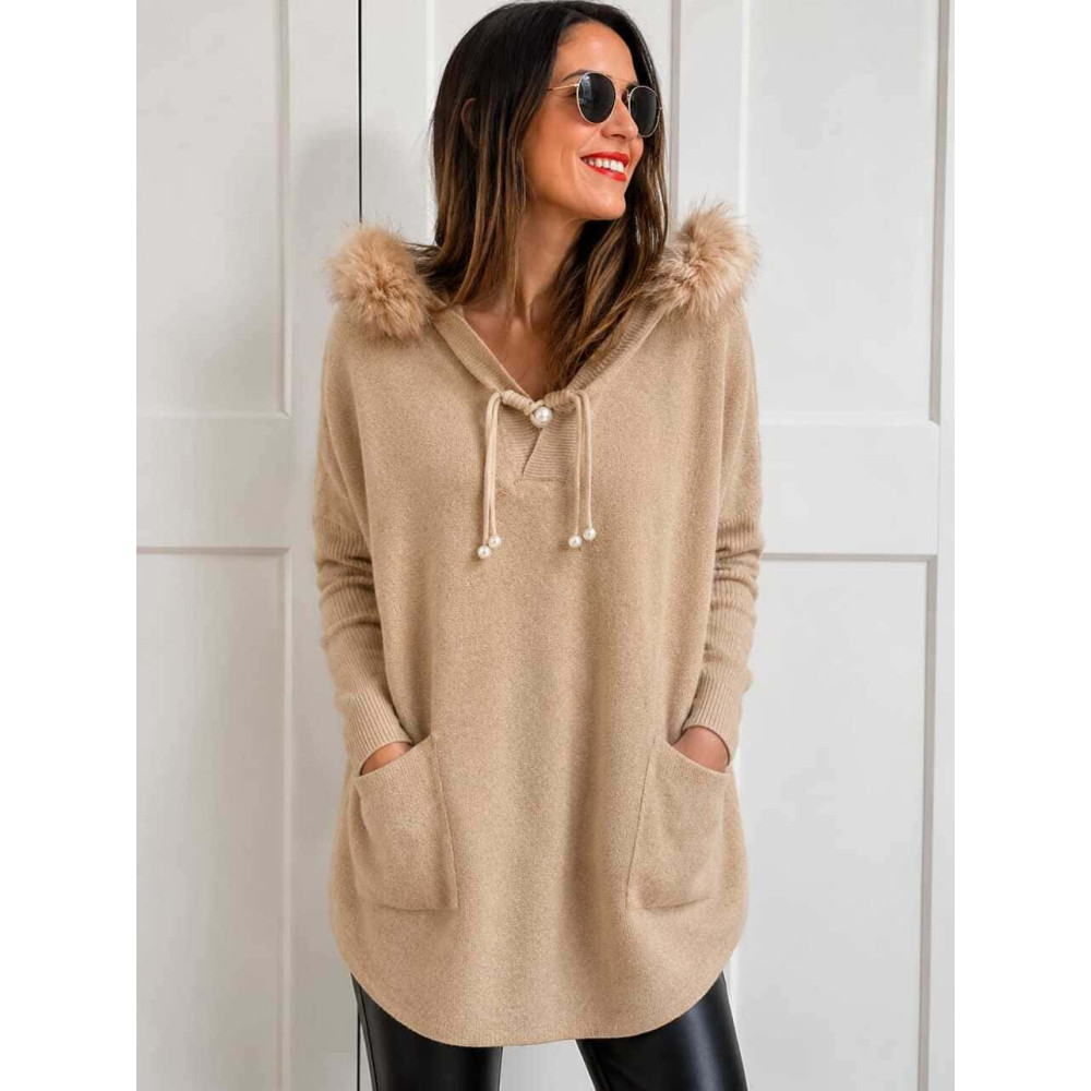 Punto Oversize con Capucha LANSMERE Camel HEVE