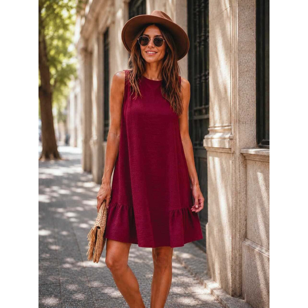 Vestido Corto Evasé SILLENTO Burdeos HEVE