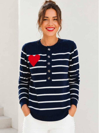 Punto Rayas Corazón LOVE STRIPES Marino HEVE