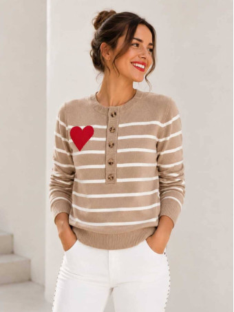 Punto Rayas Corazón LOVE STRIPES Camel HEVE