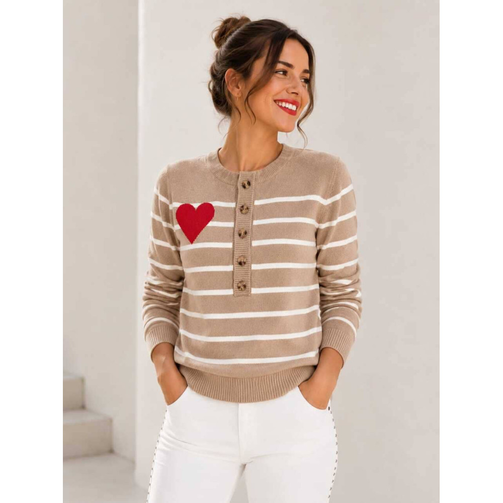 Punto Rayas Corazón LOVE STRIPES Camel HEVE